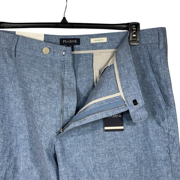 Jos. A. Bank Mens SZ 44 Linen Blend Shorts Tailored Fit Pockets Lightweight Blue - Picture 2 of 8